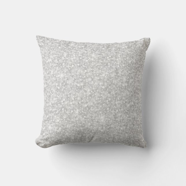 Elegant White Glitter & Sparkles Cushion (Front)