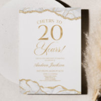 Elegant White Gold Agate 20th Birthday Party