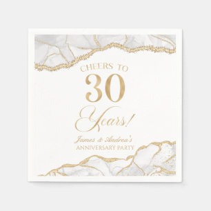 Elegant White Gold Agate 30th Anniversary Party Napkin