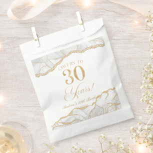 Elegant White Gold Agate 30th Birthday Party Favour Bags
