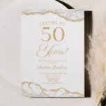 Elegant White Gold Agate 50th Birthday Party Invitation<br><div class="desc">This is an Elegant White Gold Agate 50th Birthday Party Invitation!</div>