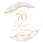 Elegant White Gold Agate 70th Birthday Party