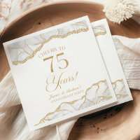 Elegant White Gold Agate 75th Anniversary Party