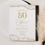 Elegant White Gold Agate 80th Birthday Party Invitation<br><div class="desc">This is an Elegant White Gold Agate 80th Birthday Party Invitation!</div>