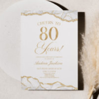 Elegant White Gold Agate 80th Birthday Party