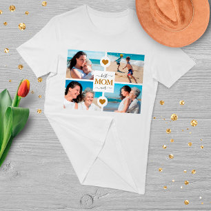 Elegant White Gold Best Mum Ever 4 Photo Collage T-Shirt