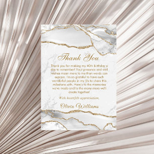 Elegant White & Gold Birthday Party Thank you Card