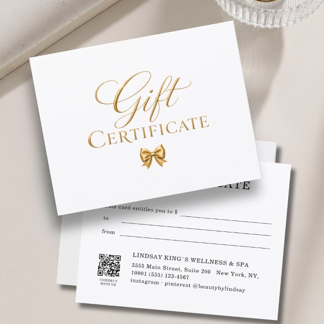 Elegant White Gold Bow Gift Certificate (Elegant White Gold Bow Gift Certificate)