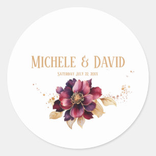 Elegant white gold burgundy Classic Round Sticker