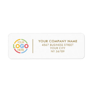 Elegant White & Gold Business Logo Return Address