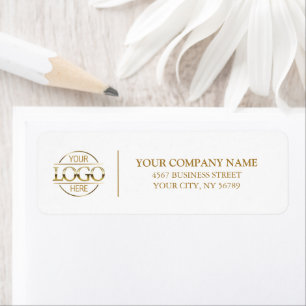 Elegant White Gold Business Logo Return Address