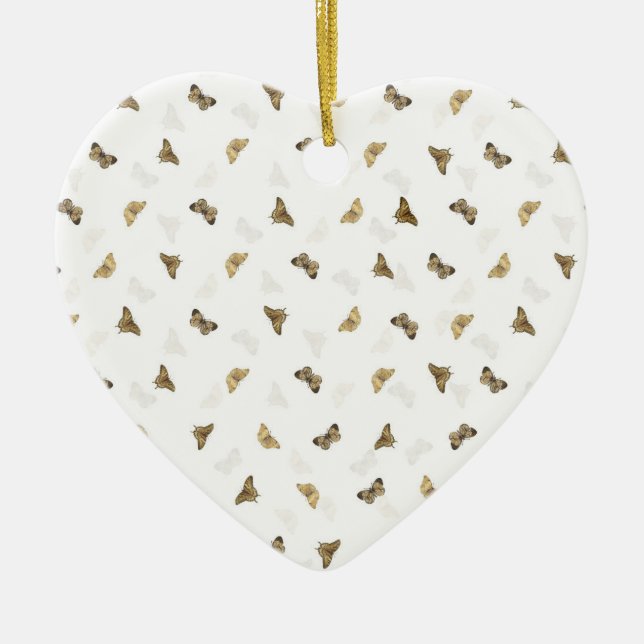 Elegant White Gold Butterflies Ceramic Tree Decoration (Front)