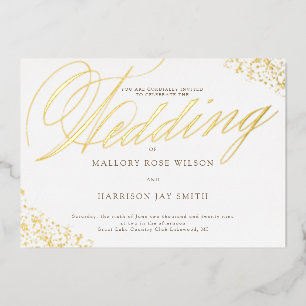 Elegant White Gold Calligraphy Wedding Invitation