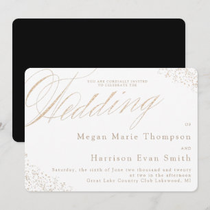 Elegant White Gold Calligraphy Wedding Invitation