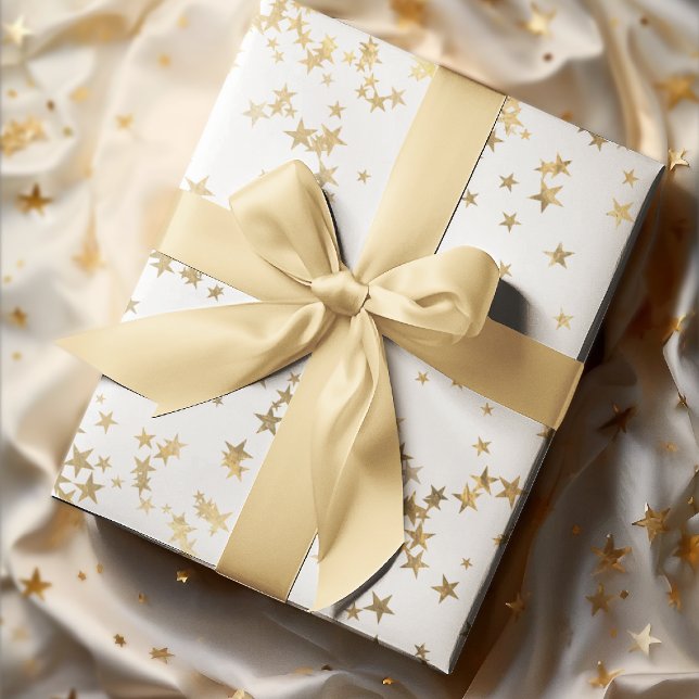 Elegant White & Gold Christmas Holiday Wrapping Paper Sheet (Creator Uploaded)