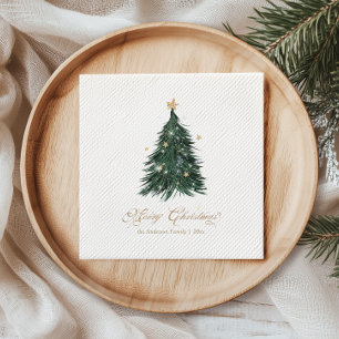 Elegant White Gold Christmas tree Napkin