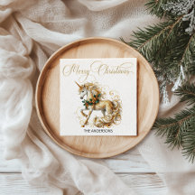 Elegant White & Gold Christmas Unicorn
