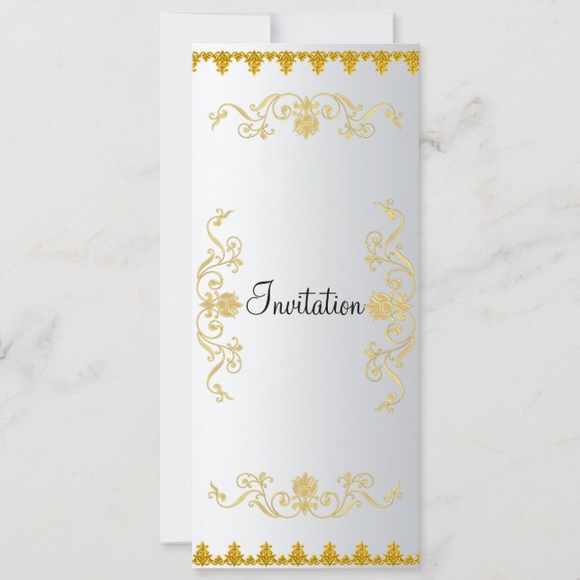 Elegant White Gold colour Invitation (Front)