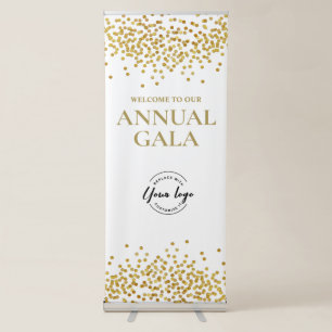 Elegant White & Gold Confetti Company Annual Gala Retractable Banner