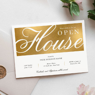Elegant White & Gold Corporate Office Open House Invitation
