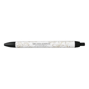 Elegant White Gold Custom Business Name Ink Pen