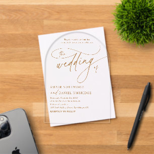 Elegant White Gold Floral Arch Wedding Acrylic Invitations