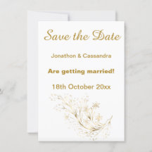 ELEGANT WHITE GOLD FLORAL CRYSTAL SAVE THE DATE