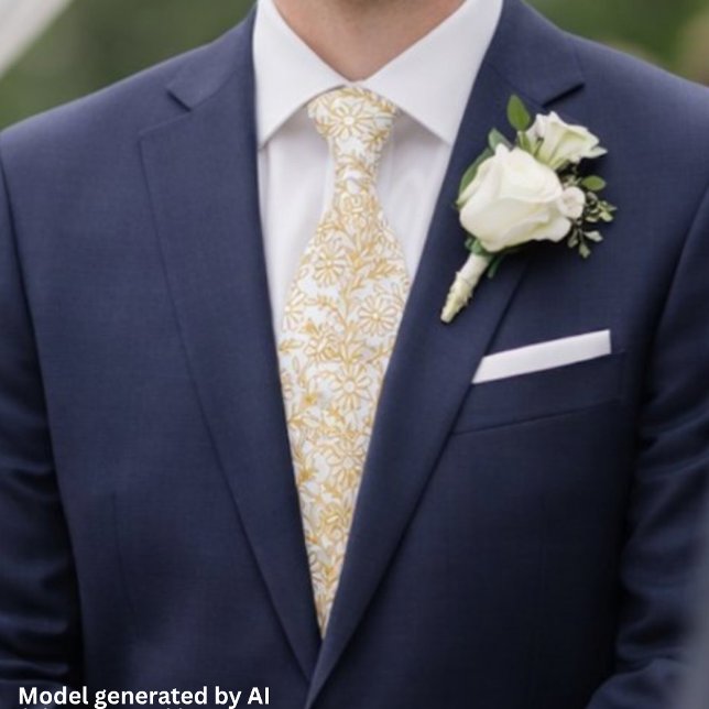 Elegant White Gold Floral Pattern Tie (Creator Uploaded)