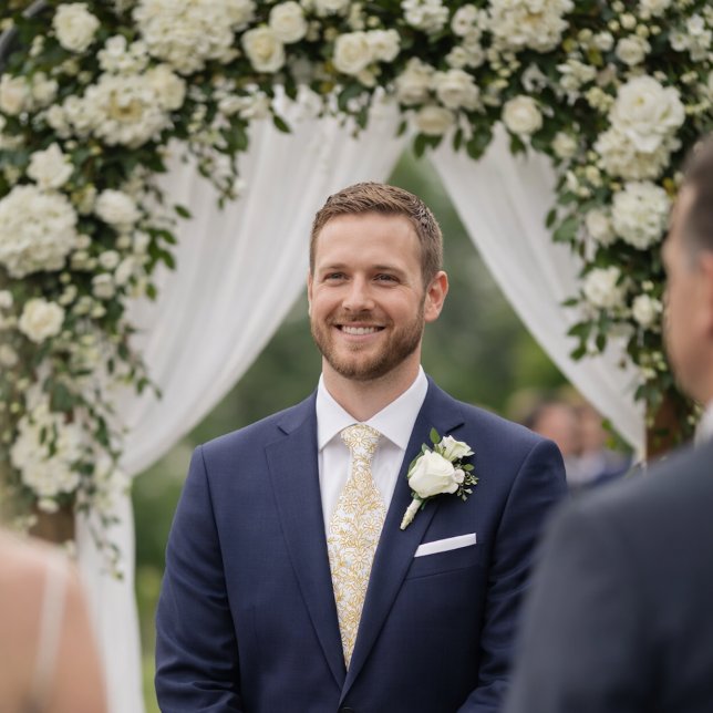 Elegant White Gold Floral Pattern Tie (Creator Uploaded)