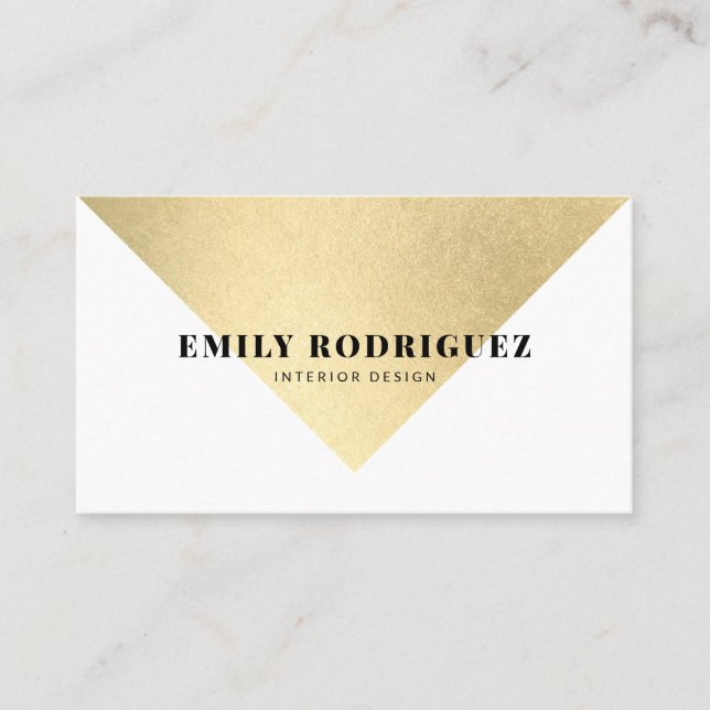 Elegant white gold foil colour block minimalist business card (Front)