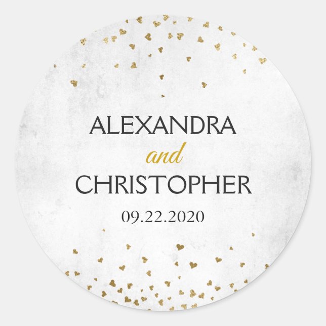 Elegant White Gold Foil Confetti Envelope Seal (Front)