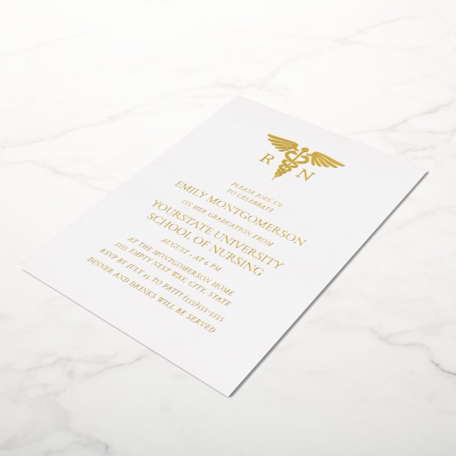 Elegant White Gold Foil Nursing School Graduate  (Rotated)