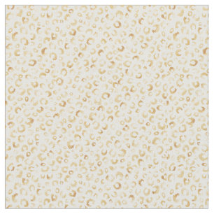 Elegant White Gold Glitter Leopard Animal Print Fabric