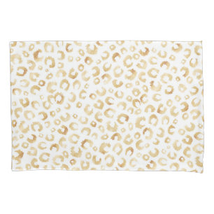 Elegant White Gold Glitter Leopard Animal Print Pillowcase
