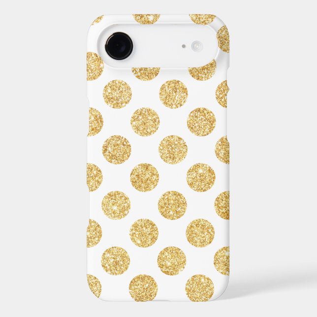 Elegant White Gold Glitter Polka Dots Pattern Case-Mate iPhone Case (Back)