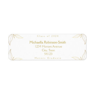 Elegant White Gold Graduation Return Address 