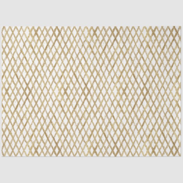 Elegant White Gold Grunge Diagonal Stripes Luxury Tissue Paper (Front)