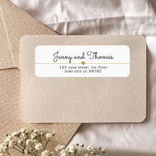 Elegant White & Gold Heart Line Wedding Envelope