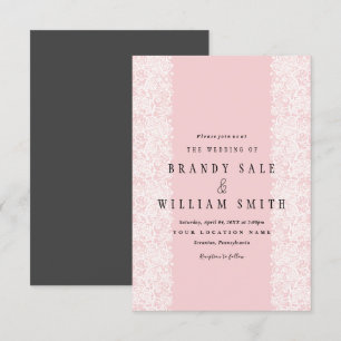 Elegant White Gold Lace Pink Sangria Wedding Card