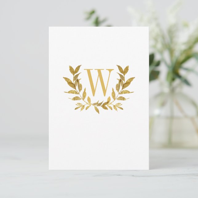 Elegant White Gold Leaf Modern Chic Wedding Thank You Card (Standing Front)