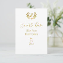 Elegant white Gold Leaf Monogram Minimalistic