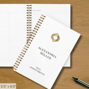 Elegant White Gold Logo Planner