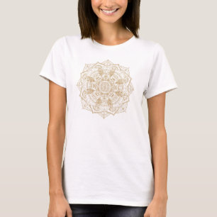 Elegant White & Gold Mandala Hand Drawn Design T-Shirt