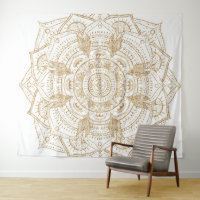 Elegant White & Gold Mandala Hand Drawn Design