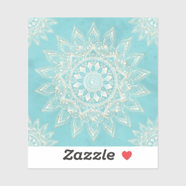 Elegant White Gold Mandala Sky Blue Design (Sheet)