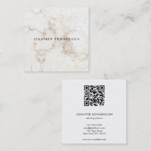 Elegant white gold marble QR code professional Square Business Card
