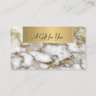 Elegant White Gold Marble Stone Discount Card