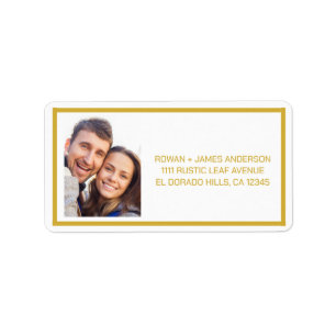 Elegant White Gold Minimal Wedding Return Address  Label