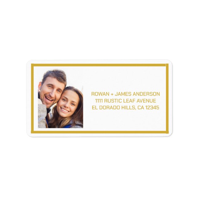 Elegant White Gold Minimal Wedding Return Address  Label (Front)