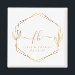 Elegant White Gold Monogrammed Thank You Wedding Magnet<br><div class="desc">Make sure your guests never forget your special day with these elegant wedding magnets. Featuring a luxurious white and gold design, these magnets are the perfect addition to any wedding favour bag or welcome package. The monogrammed initials of the happy couple are prominently displayed, along with the thank you note...</div>